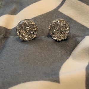Handmade Silver Druzy Stud Earrings